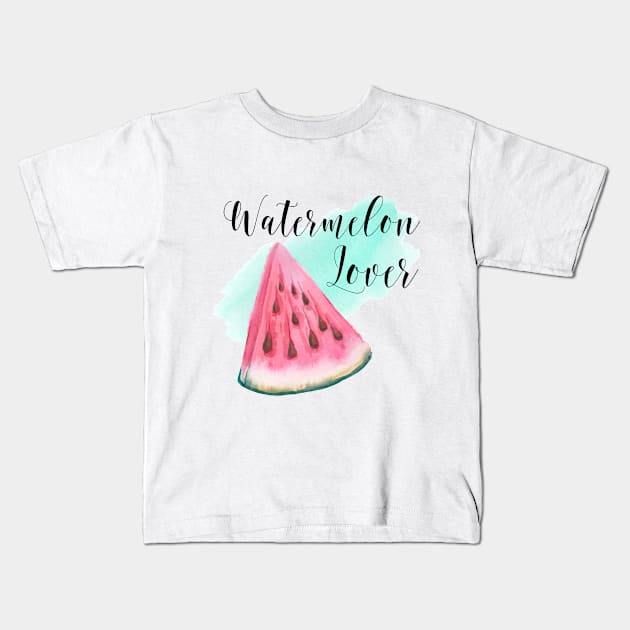 Watermelon lover Kids T-Shirt by Derevnina_Art